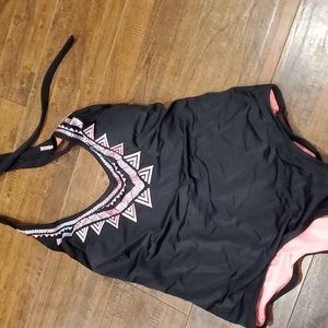 Pink one piece plunge swimsuit with ruched bottom